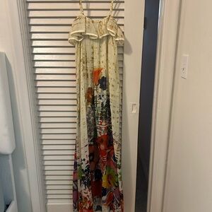 Avenue Cream and Gold Patterned Dress